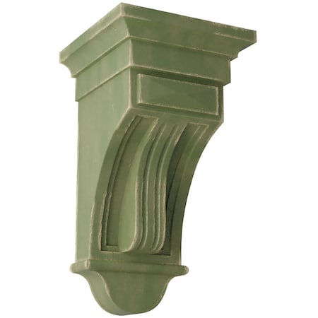 Ekena Millwork 6 1/2"W x 6 1/2"D x 12"H Raised Fluting Wood Vintage Decor Corbel, Restoration Green CORWD06X06X12RAGR
